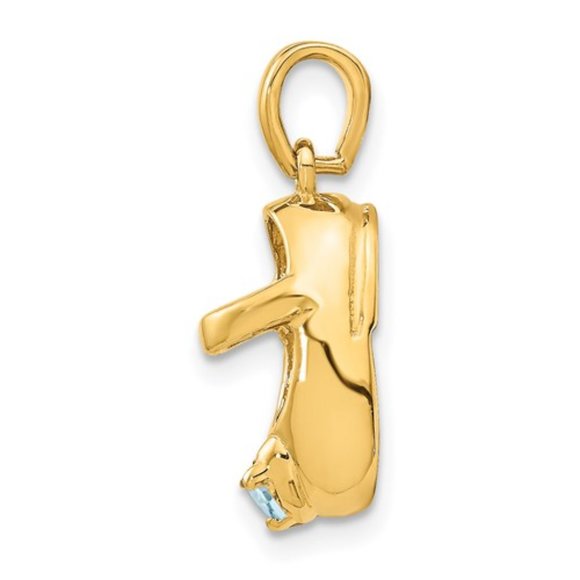 14k Yellow Gold with Synthetic Stone (Birth Month) Mary Jane Baby Shoe Charm - Picture 3 of 15